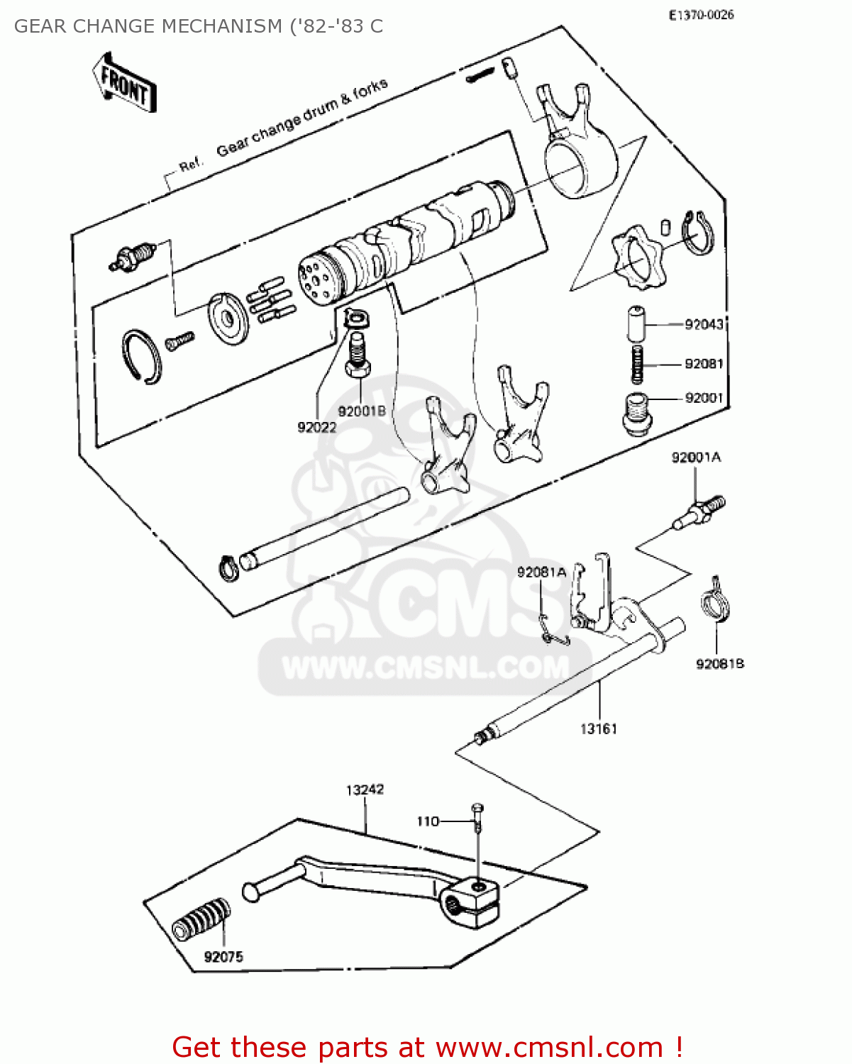 GEAR CHANGE MECHANISM ('82-'83 C KZ550C1 LTD 1980 USA CANADA