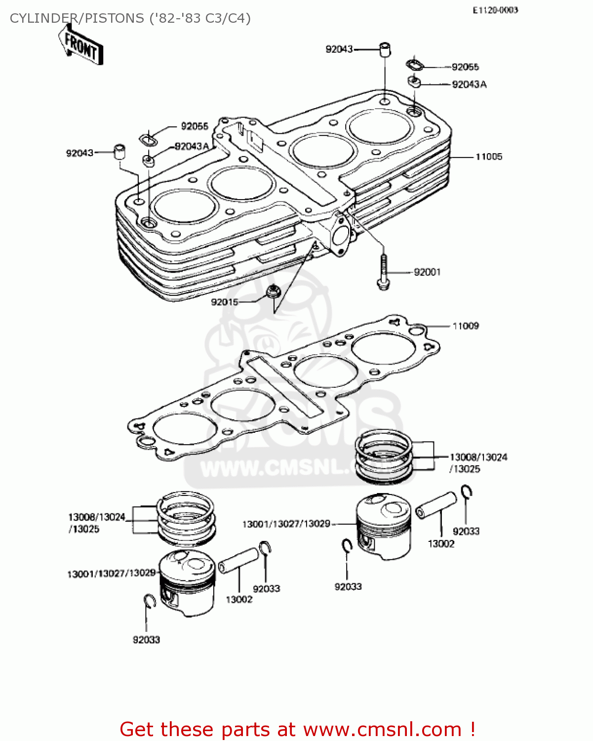 CYLINDER/PISTONS ('82-'83 C3/C4) KZ550C1 LTD 1980 USA CANADA