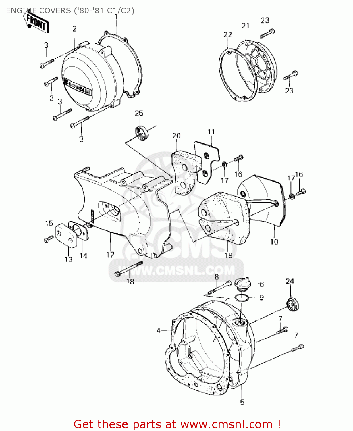 ENGINE COVERS ('80-'81 C1/C2) KZ550C1 LTD 1980 USA CANADA