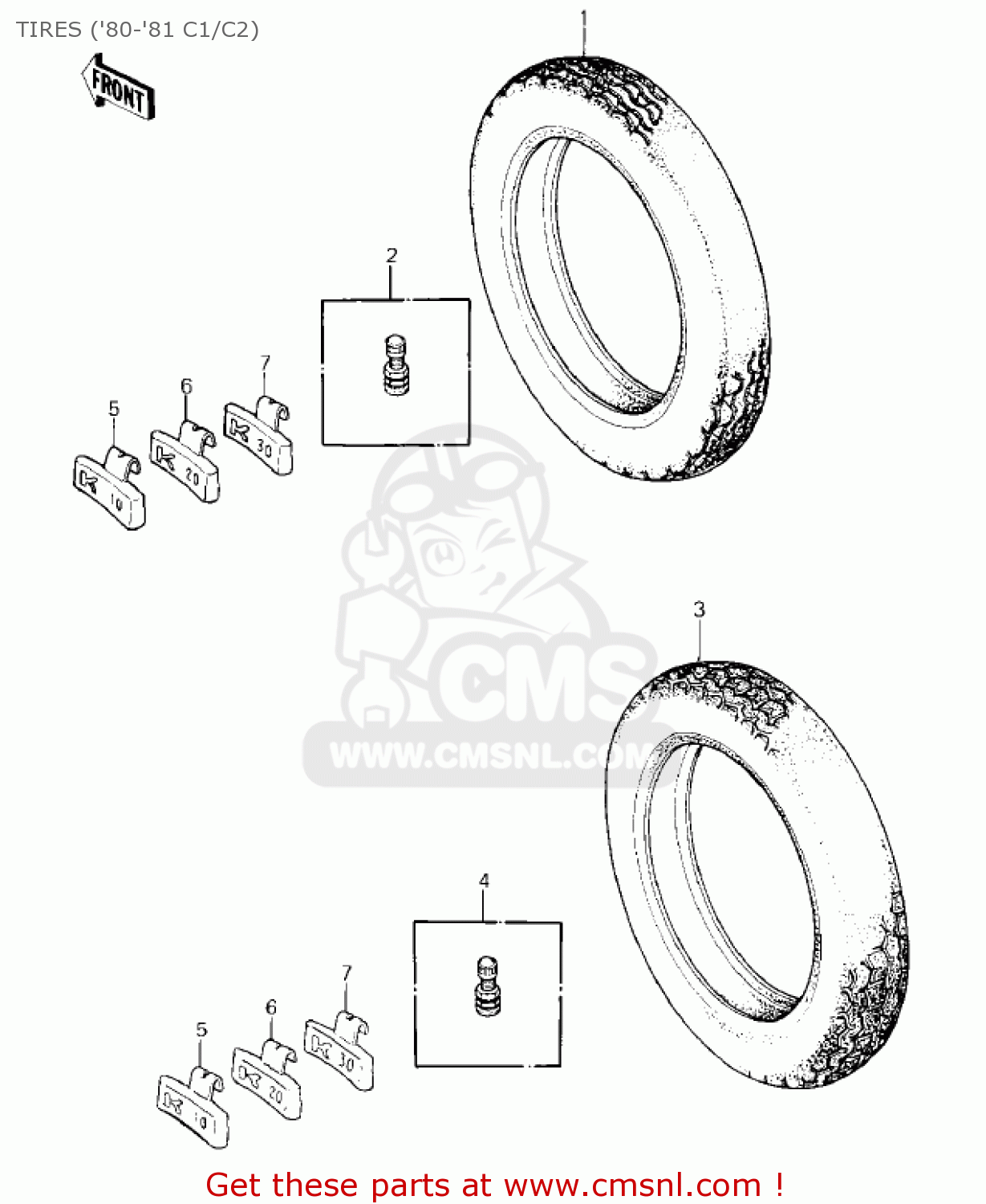 TIRES ('80-'81 C1/C2) KZ550C1 LTD 1980 USA CANADA
