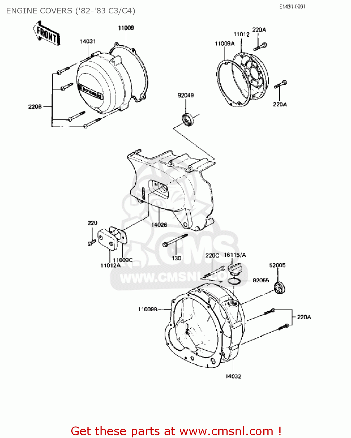 ENGINE COVERS ('82-'83 C3/C4) KZ550C1 LTD 1980 USA CANADA