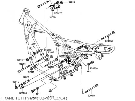 FRAME FITTINGS ('82-'83 C3/C4) - KZ550C1 LTD 1980 USA CANADA