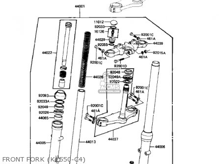 FRONT FORK (KZ550-C4) - KZ550C1 LTD 1980 USA CANADA