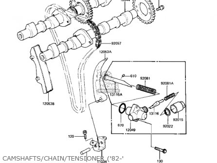 CAMSHAFTS/CHAIN/TENSIONER ('82-' - KZ550C1 LTD 1980 USA CANADA