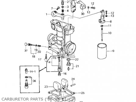 CARBURETOR PARTS ('80-'81 C1/C2) - KZ550C1 LTD 1980 USA CANADA