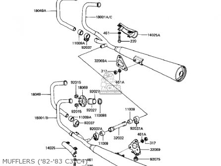 MUFFLERS ('82-'83 C3/C4) - KZ550C1 LTD 1980 USA CANADA