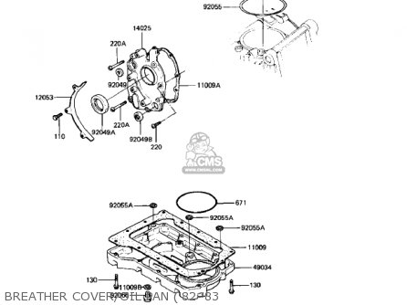 BREATHER COVER/OIL PAN ('82-'83 - KZ550C1 LTD 1980 USA CANADA