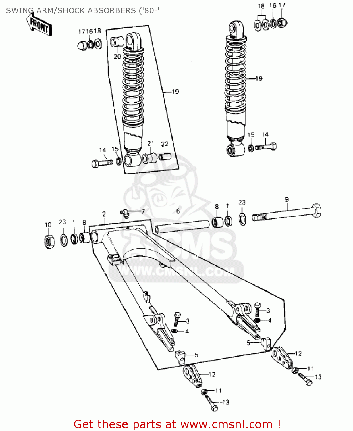 SWING ARM/SHOCK ABSORBERS ('80-' KZ550C2 LTD 1981 USA CANADA