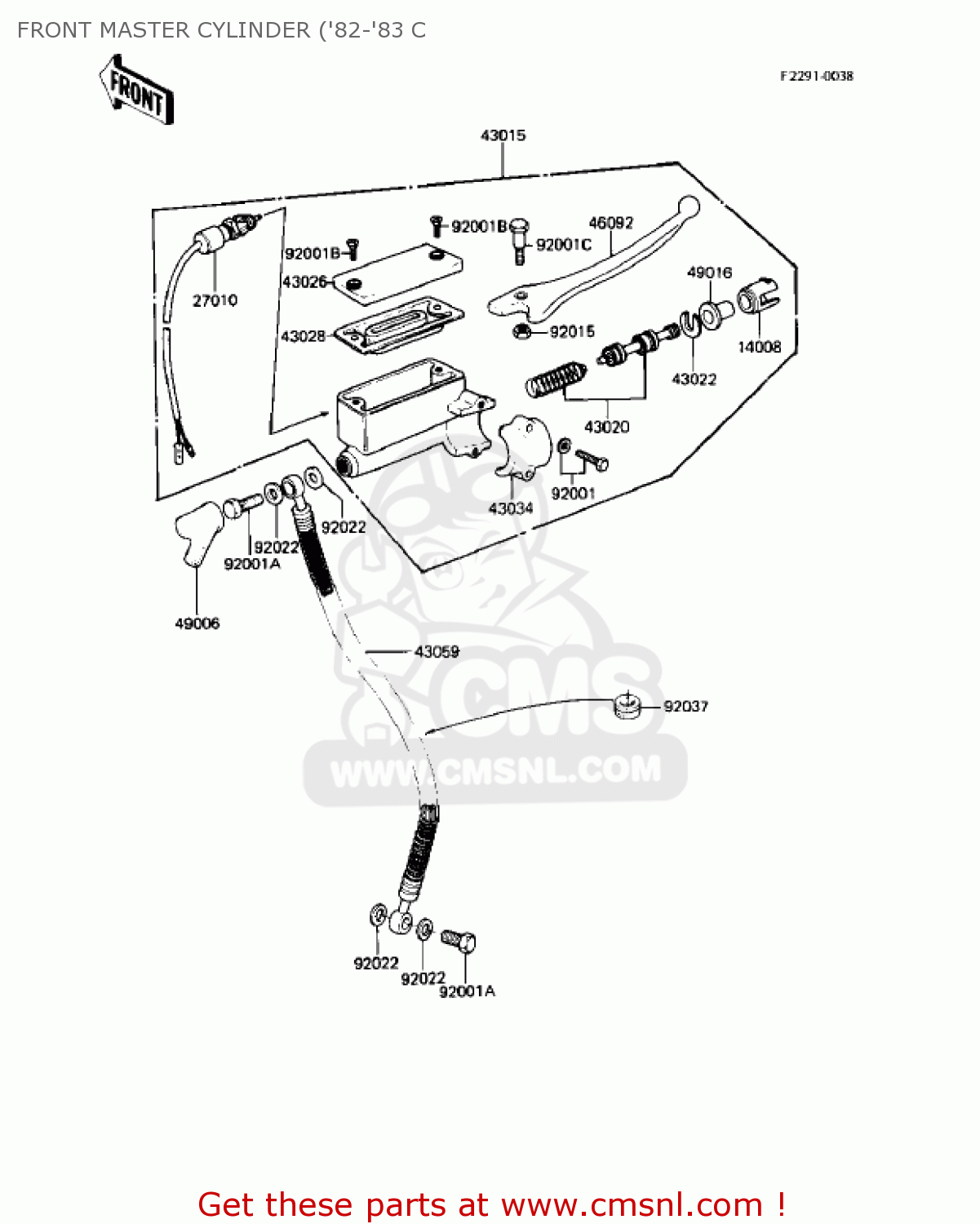 FRONT MASTER CYLINDER ('82-'83 C KZ550C2 LTD 1981 USA CANADA