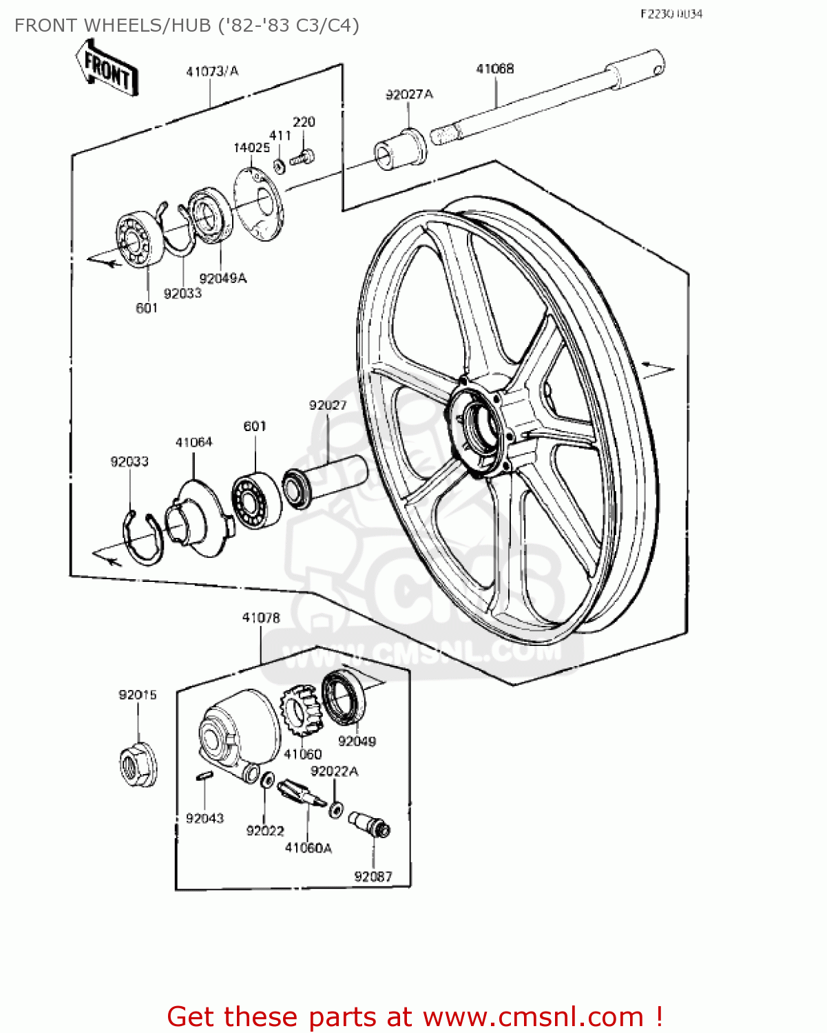 FRONT WHEELS/HUB ('82-'83 C3/C4) KZ550C2 LTD 1981 USA CANADA