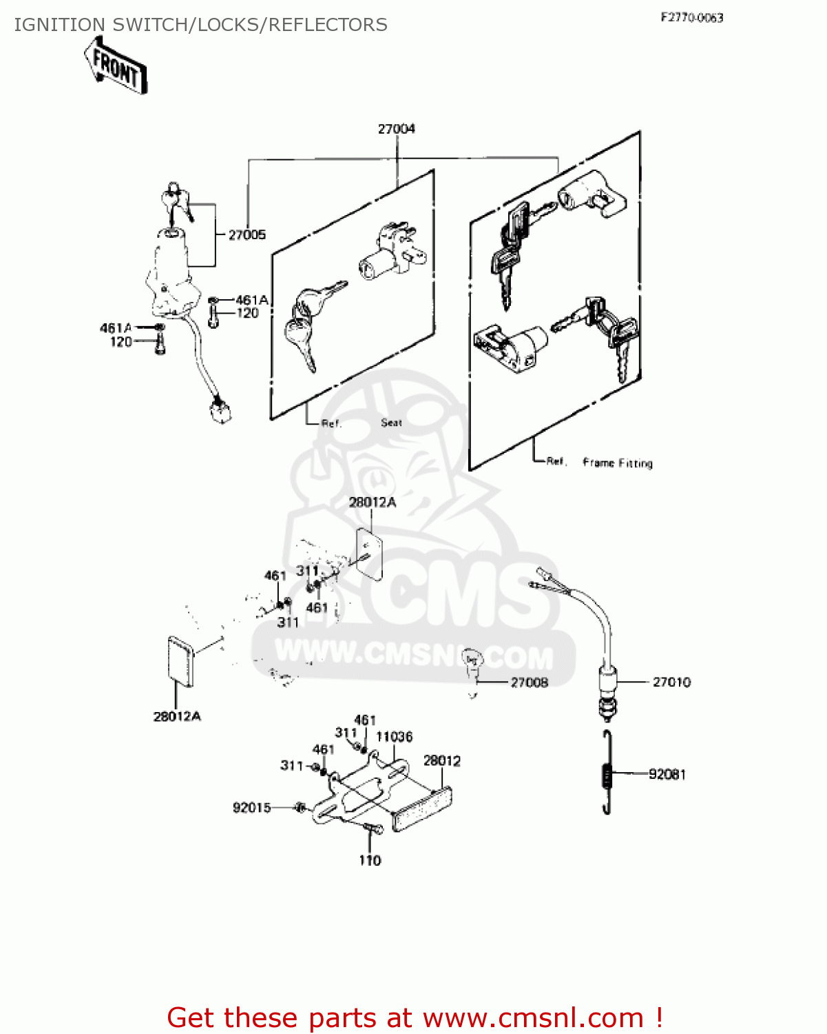 IGNITION SWITCH/LOCKS/REFLECTORS KZ550C2 LTD 1981 USA CANADA