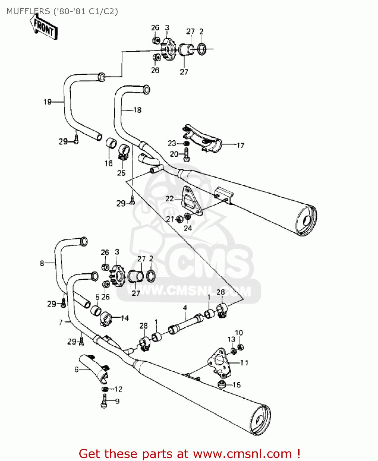 MUFFLERS ('80-'81 C1/C2) KZ550C2 LTD 1981 USA CANADA