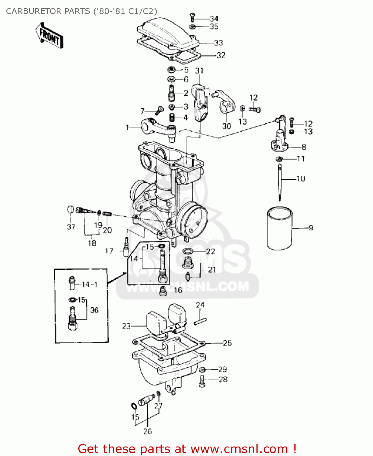 CARBURETOR PARTS ('80-'81 C1/C2) KZ550C2 LTD 1981 USA CANADA