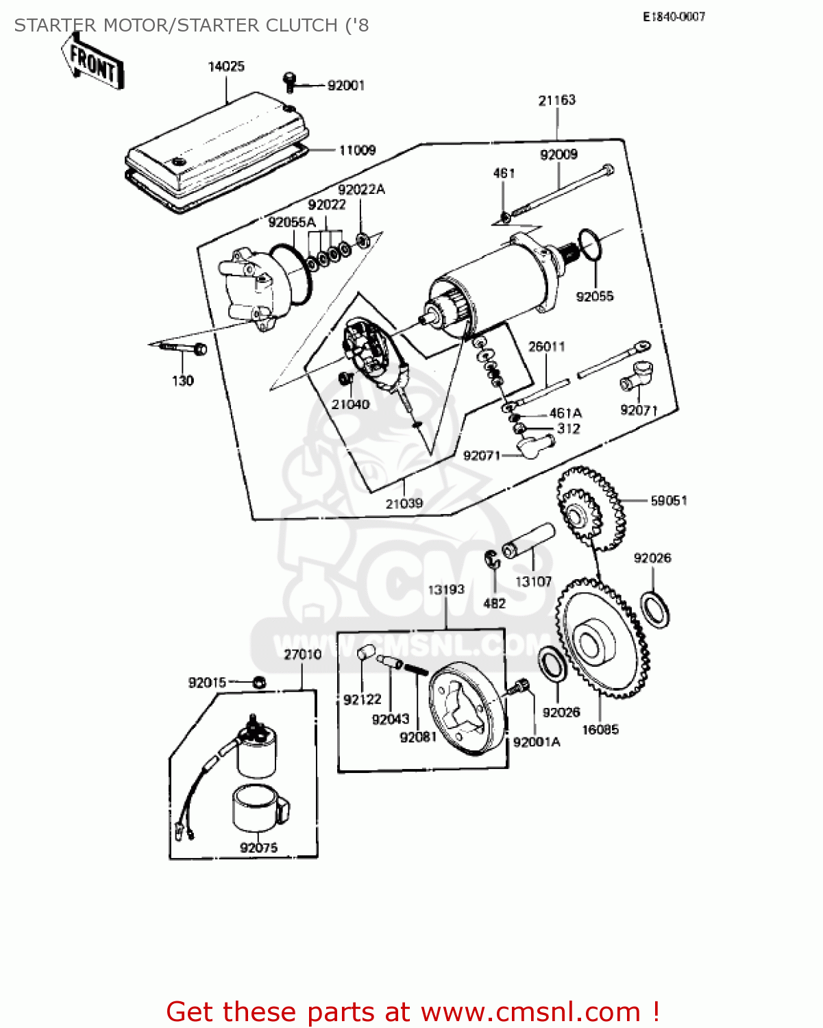STARTER MOTOR/STARTER CLUTCH ('8 KZ550C2 LTD 1981 USA CANADA