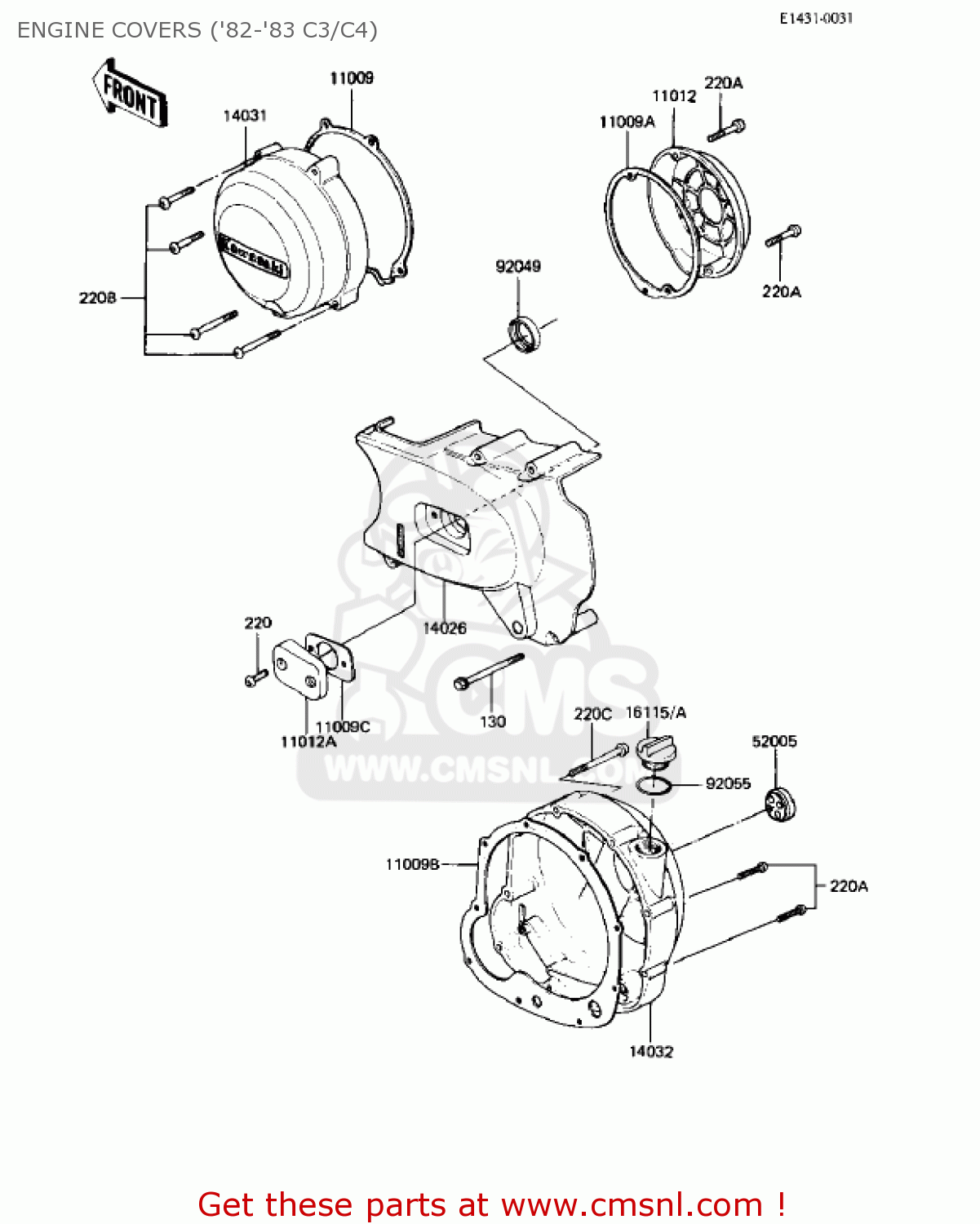 ENGINE COVERS ('82-'83 C3/C4) KZ550C2 LTD 1981 USA CANADA