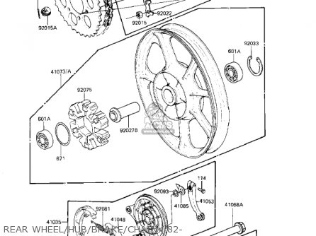 REAR WHEEL/HUB/BRAKE/CHAIN ('82- - KZ550C2 LTD 1981 USA CANADA