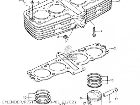 CYLINDER/PISTONS ('80-'81 C1/C2) - KZ550C2 LTD 1981 USA CANADA