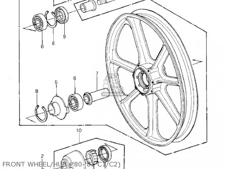 FRONT WHEEL/HUB ('80-'81 C1/C2) - KZ550C2 LTD 1981 USA CANADA