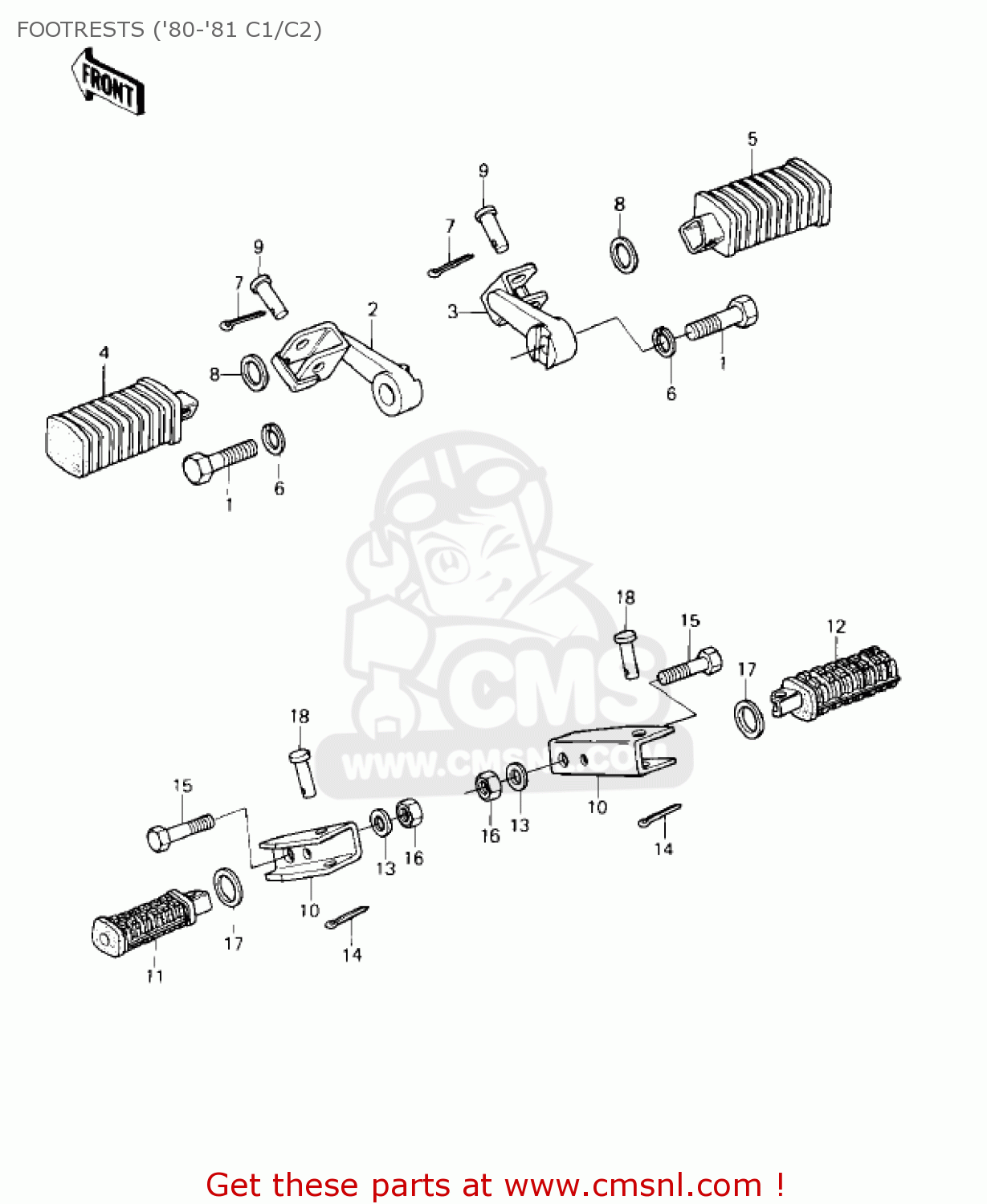 FOOTRESTS ('80-'81 C1/C2) KZ550C3 LTD 1982 USA CANADA