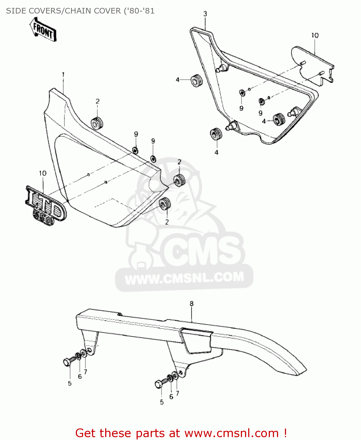 SIDE COVERS/CHAIN COVER ('80-'81 KZ550C3 LTD 1982 USA CANADA