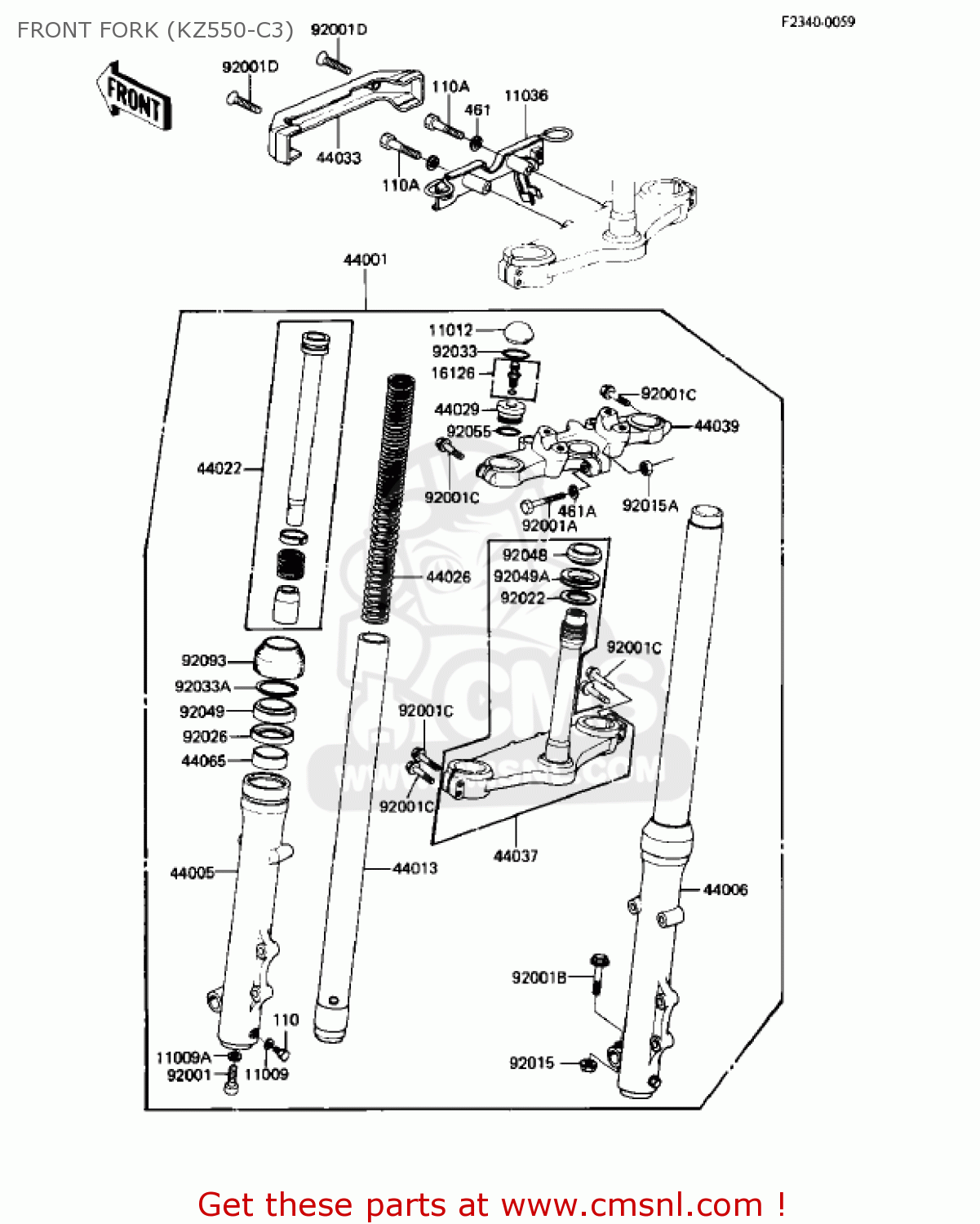 FRONT FORK (KZ550-C3) KZ550C3 LTD 1982 USA CANADA