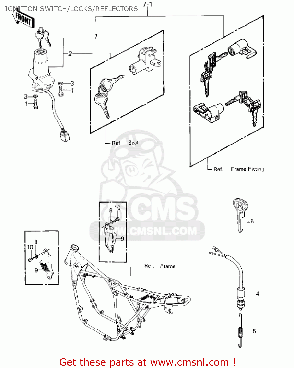 IGNITION SWITCH/LOCKS/REFLECTORS KZ550C3 LTD 1982 USA CANADA