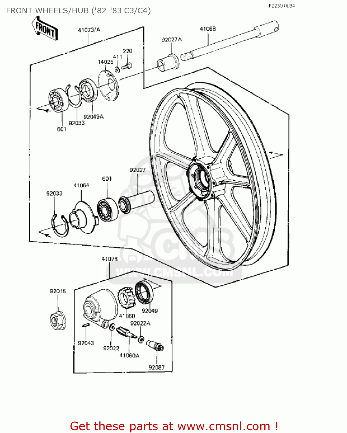 FRONT WHEELS/HUB ('82-'83 C3/C4) KZ550C3 LTD 1982 USA CANADA