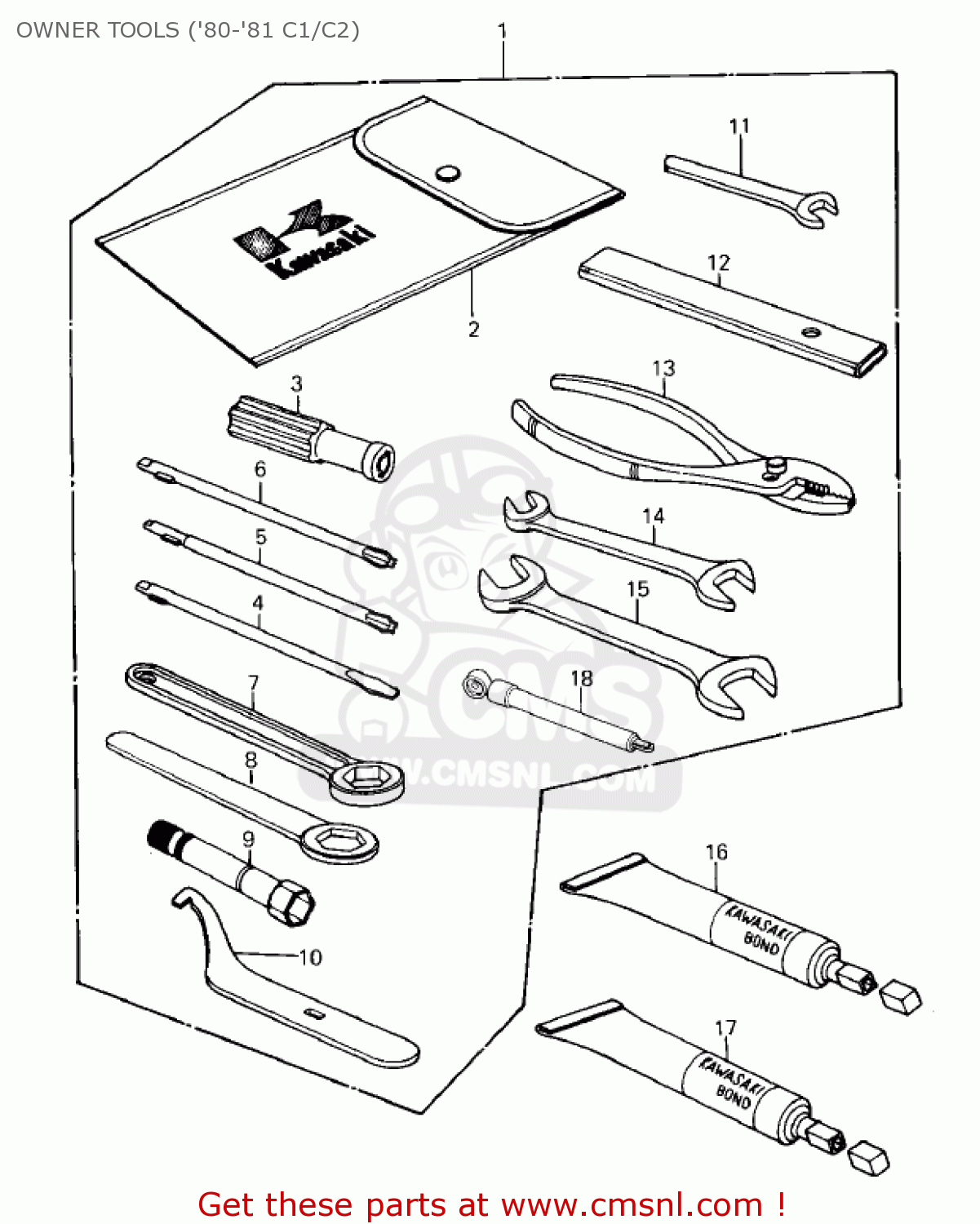 OWNER TOOLS ('80-'81 C1/C2) KZ550C3 LTD 1982 USA CANADA