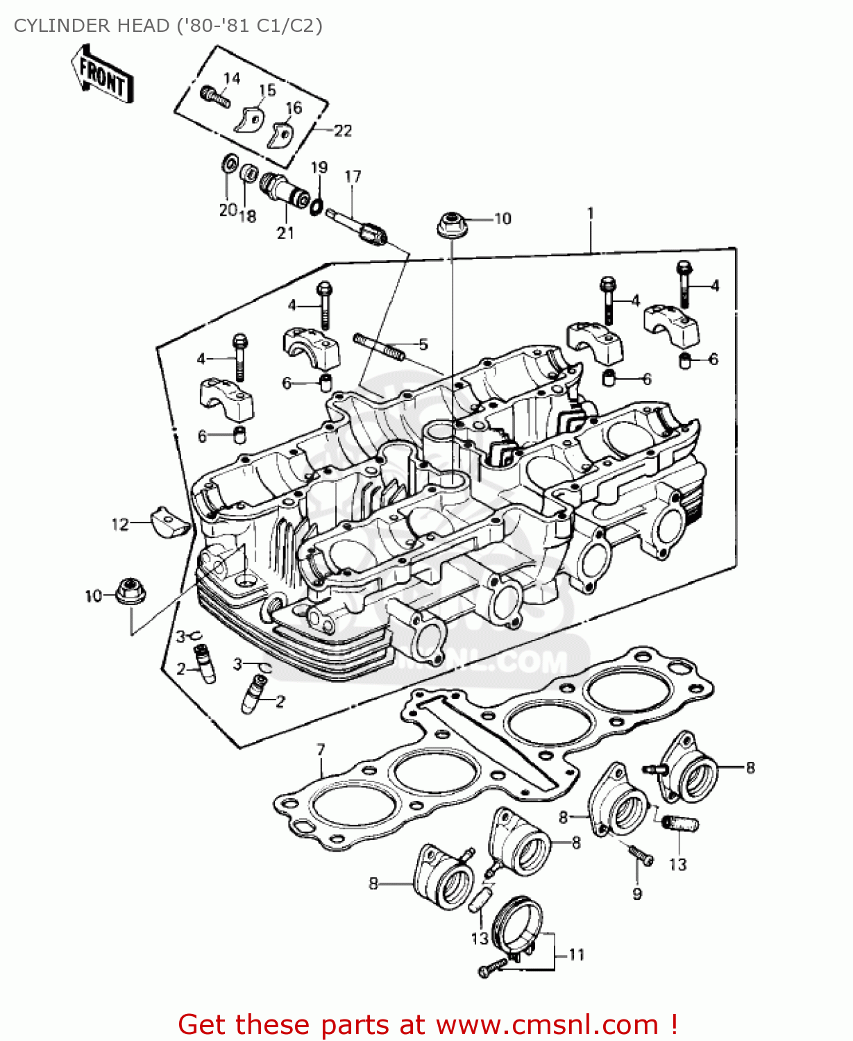 CYLINDER HEAD ('80-'81 C1/C2) KZ550C3 LTD 1982 USA CANADA