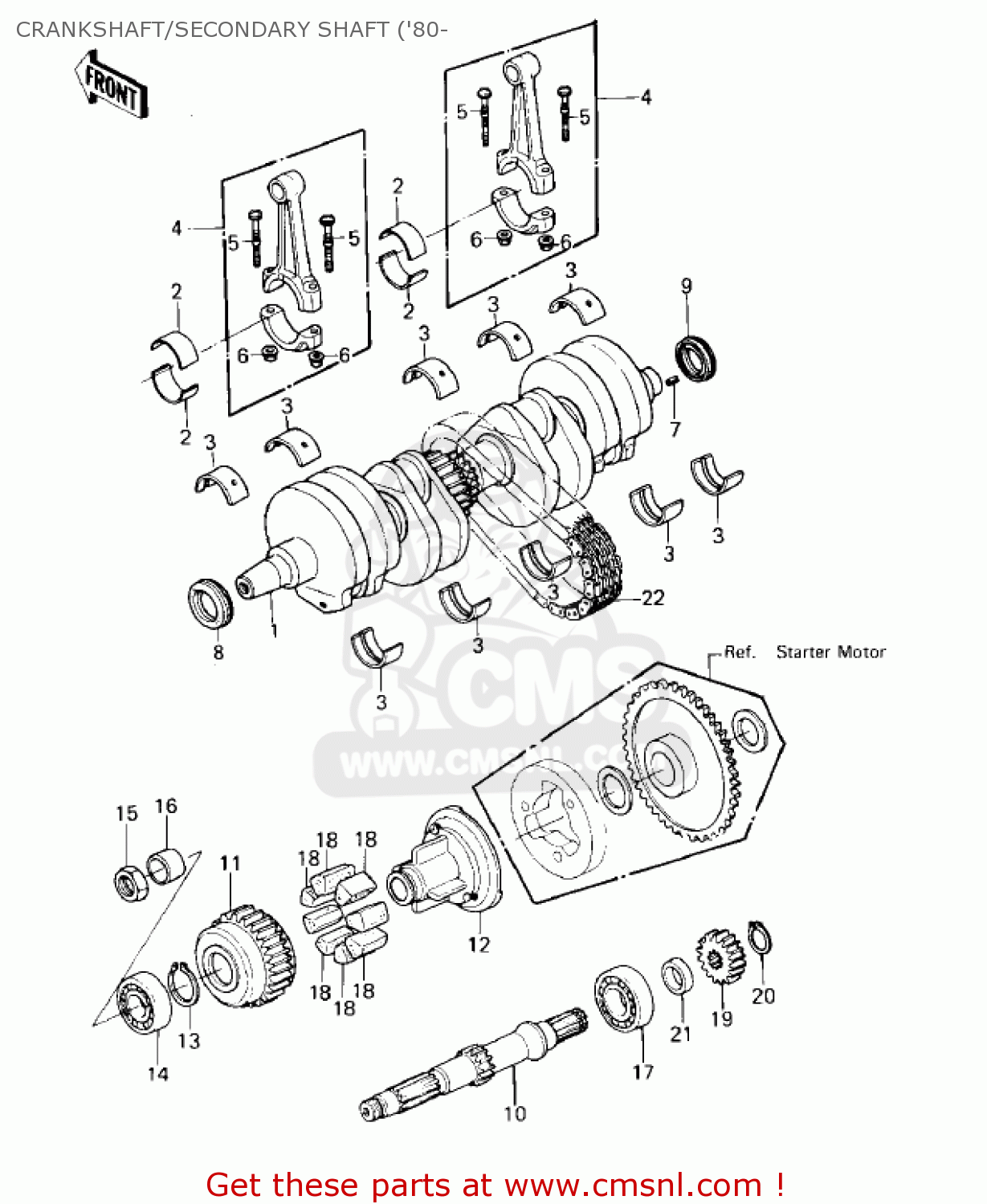 CRANKSHAFT/SECONDARY SHAFT ('80- KZ550C3 LTD 1982 USA CANADA
