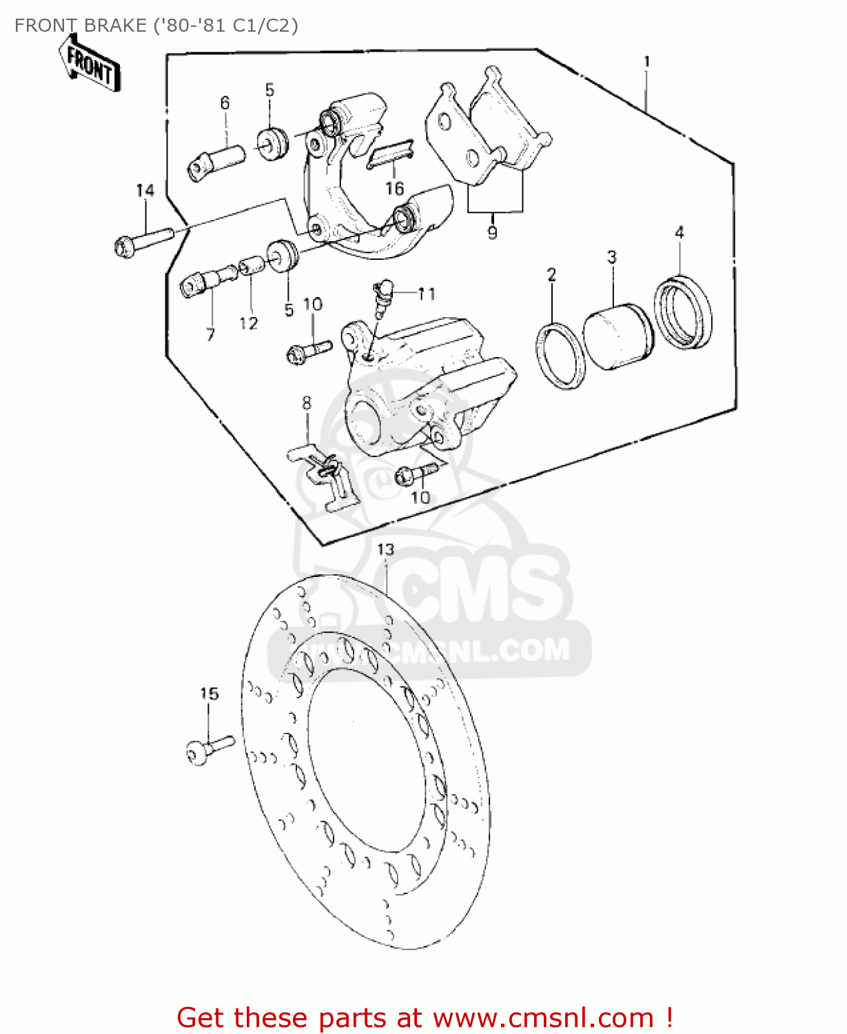 FRONT BRAKE ('80-'81 C1/C2) KZ550C3 LTD 1982 USA CANADA