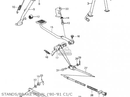 STANDS/BRAKE PEDAL ('80-'81 C1/C - KZ550C3 LTD 1982 USA CANADA