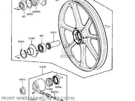 FRONT WHEELS/HUB ('82-'83 C3/C4) - KZ550C3 LTD 1982 USA CANADA