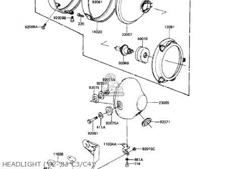HEADLIGHT ('82-'83 C3/C4) - KZ550C3 LTD 1982 USA CANADA