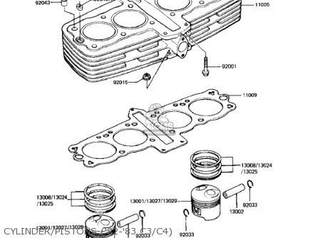 CYLINDER/PISTONS ('82-'83 C3/C4) - KZ550C3 LTD 1982 USA CANADA