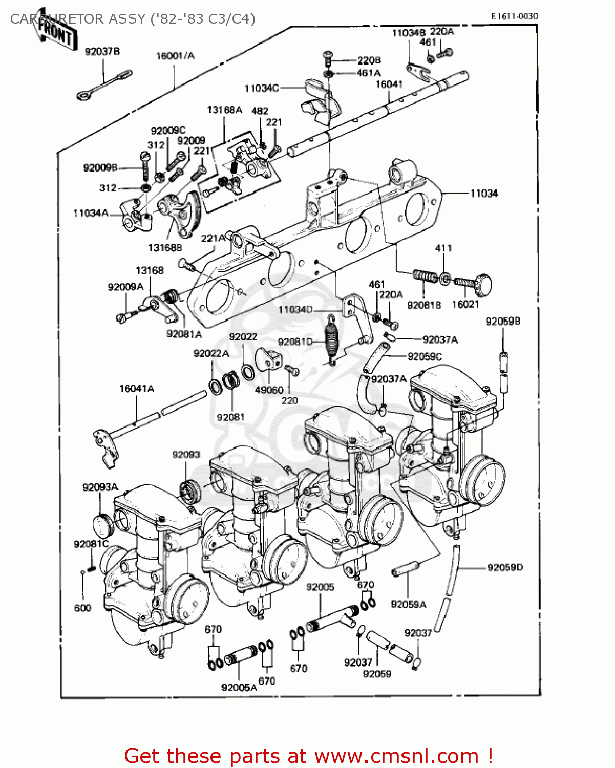 CARBURETOR ASSY ('82-'83 C3/C4) KZ550C4 LTD 1983 USA CANADA