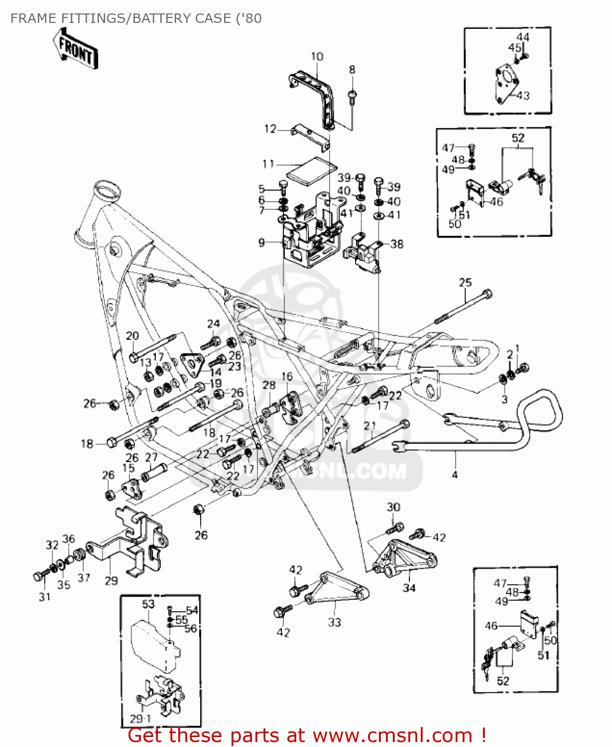 FRAME FITTINGS/BATTERY CASE ('80 KZ550C4 LTD 1983 USA CANADA