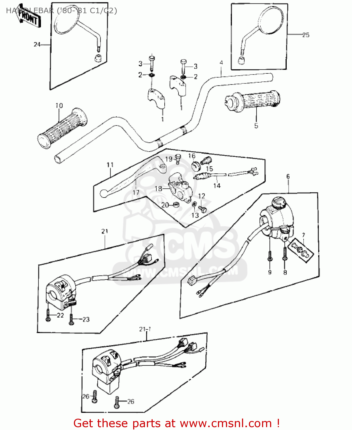 HANDLEBAR ('80-'81 C1/C2) KZ550C4 LTD 1983 USA CANADA
