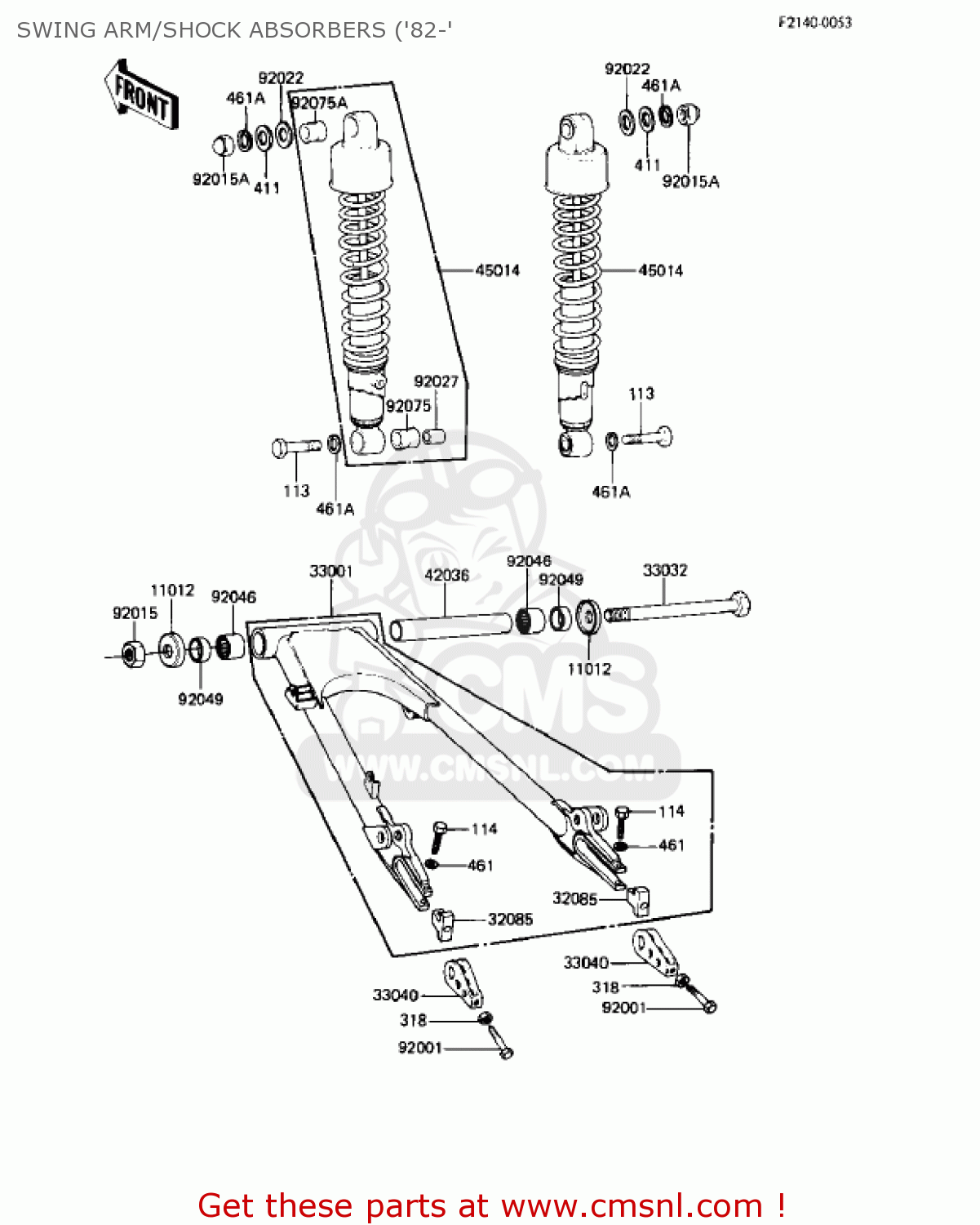 SWING ARM/SHOCK ABSORBERS ('82-' KZ550C4 LTD 1983 USA CANADA