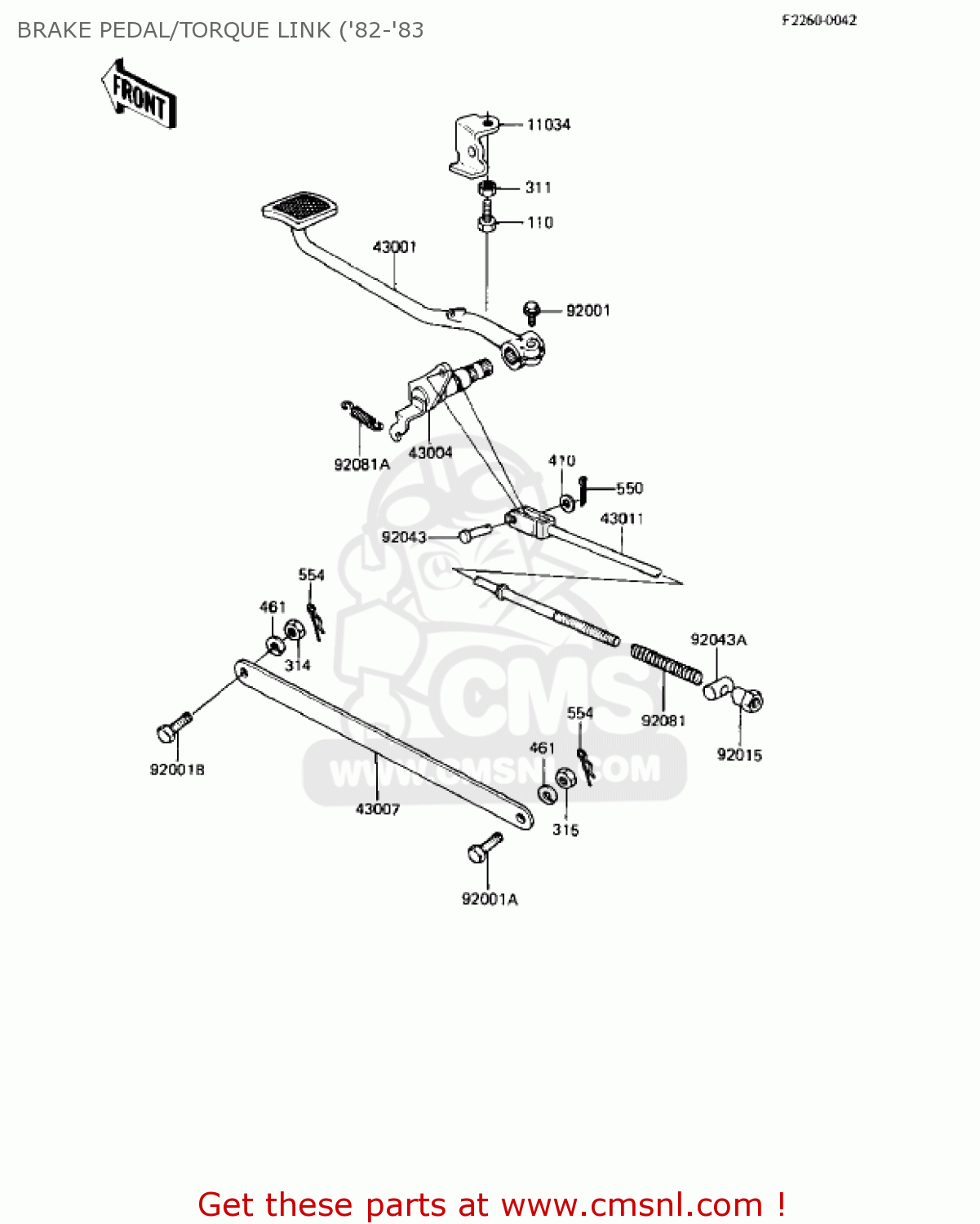 BRAKE PEDAL/TORQUE LINK ('82-'83 KZ550C4 LTD 1983 USA CANADA