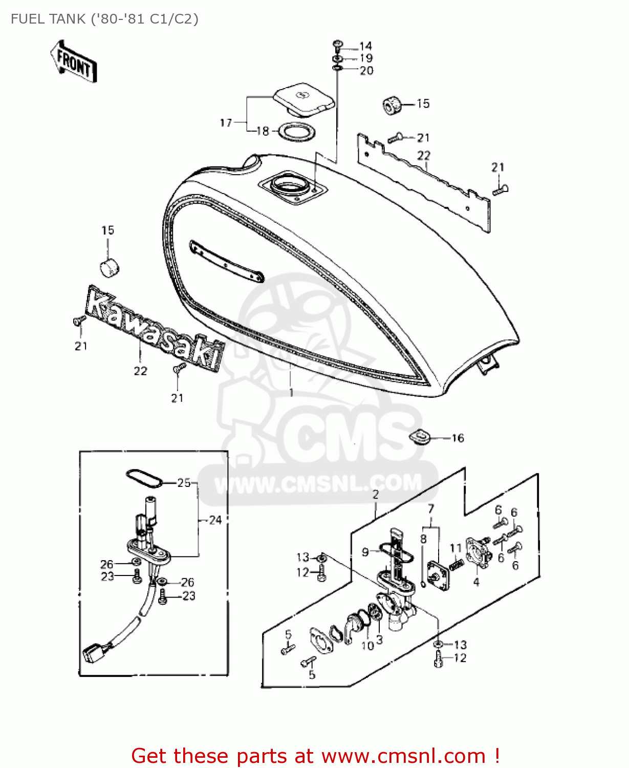 FUEL TANK ('80-'81 C1/C2) KZ550C4 LTD 1983 USA CANADA