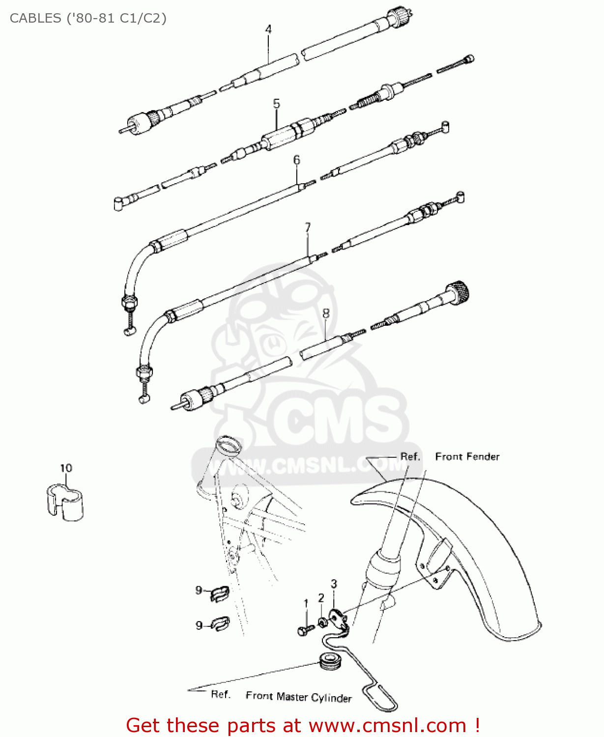 CABLES ('80-81 C1/C2) KZ550C4 LTD 1983 USA CANADA
