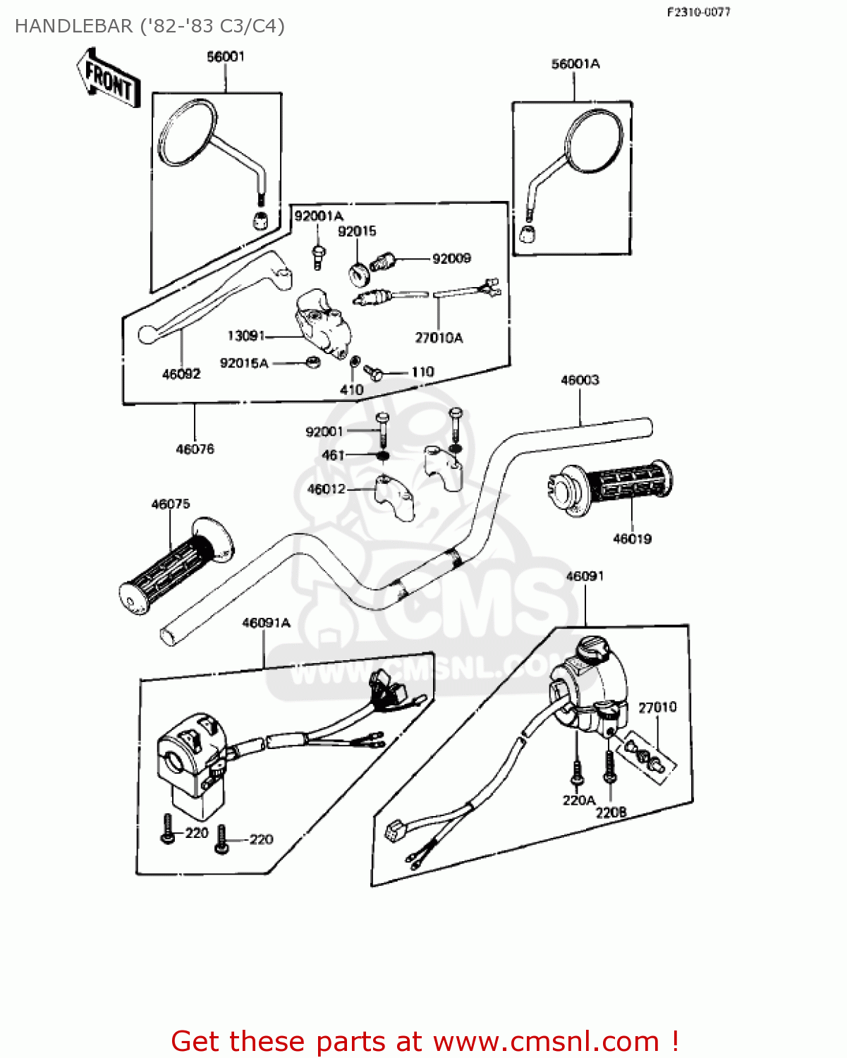 HANDLEBAR ('82-'83 C3/C4) KZ550C4 LTD 1983 USA CANADA