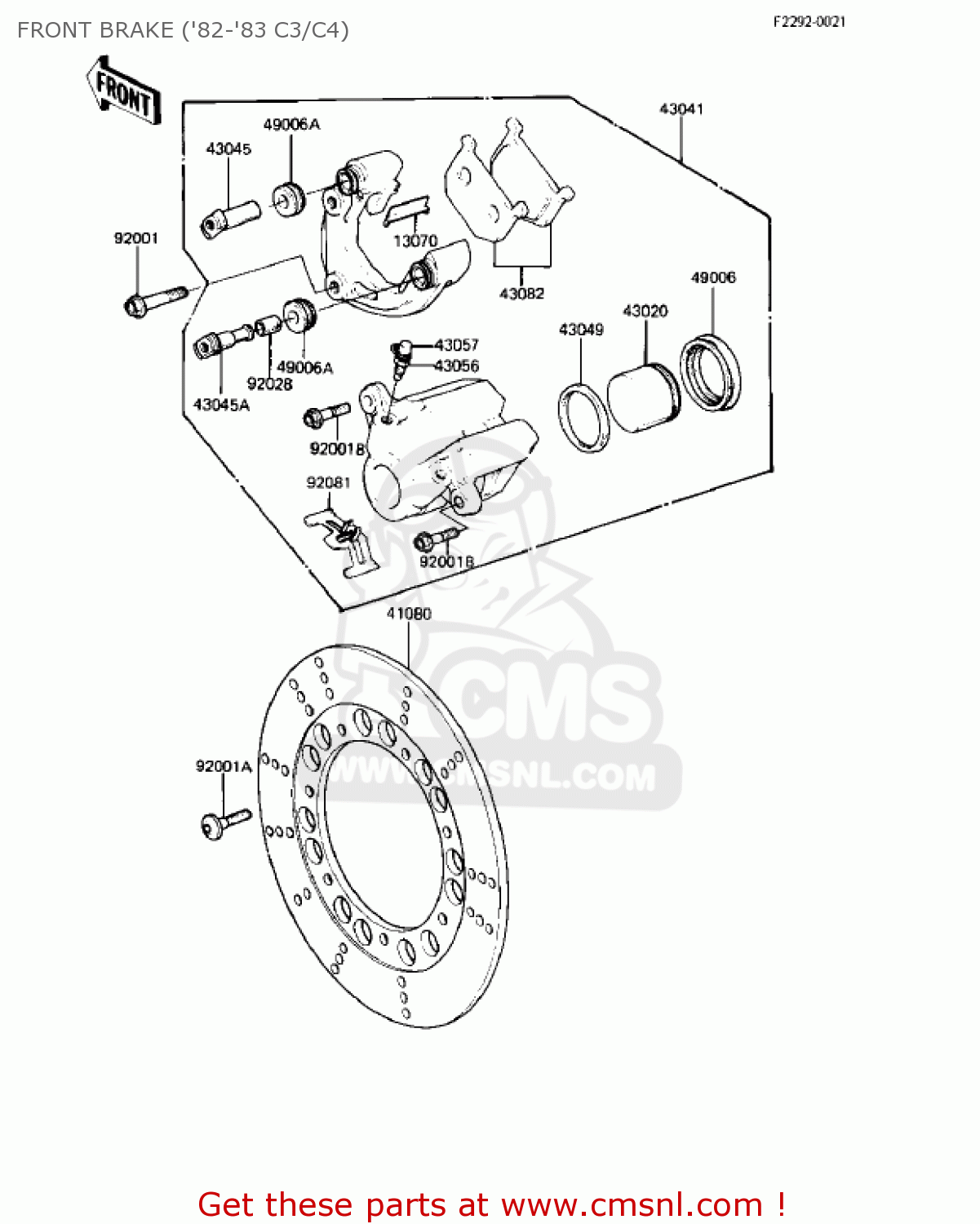 FRONT BRAKE ('82-'83 C3/C4) KZ550C4 LTD 1983 USA CANADA
