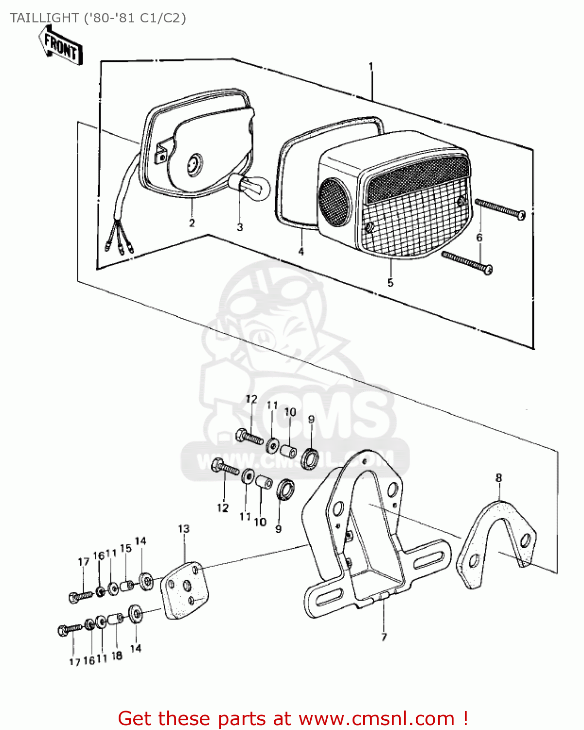 TAILLIGHT ('80-'81 C1/C2) KZ550C4 LTD 1983 USA CANADA