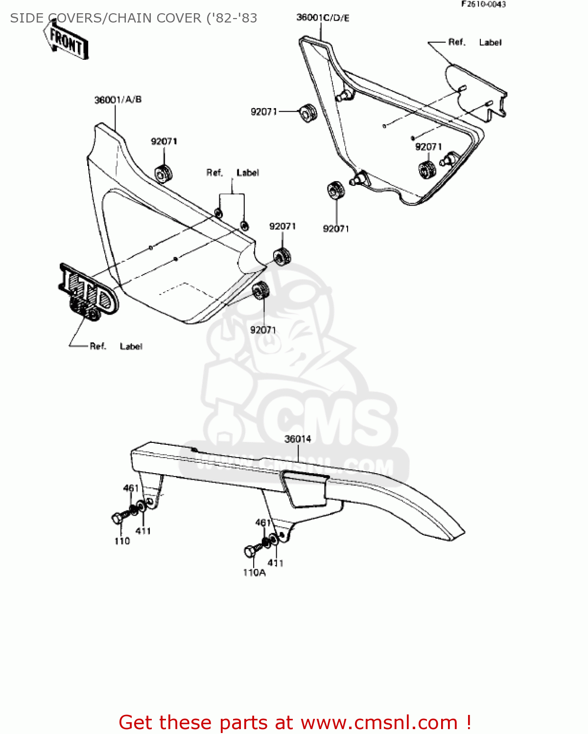 SIDE COVERS/CHAIN COVER ('82-'83 KZ550C4 LTD 1983 USA CANADA