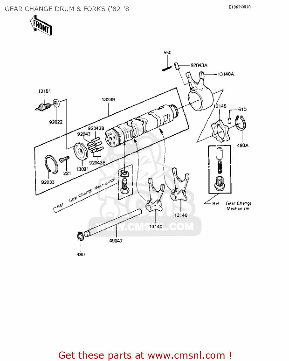 GEAR CHANGE DRUM & FORKS ('82-'8 KZ550C4 LTD 1983 USA CANADA