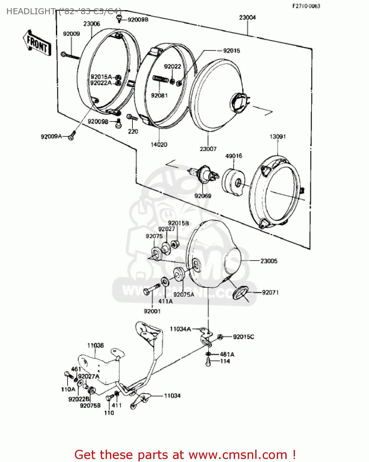 HEADLIGHT ('82-'83 C3/C4) KZ550C4 LTD 1983 USA CANADA