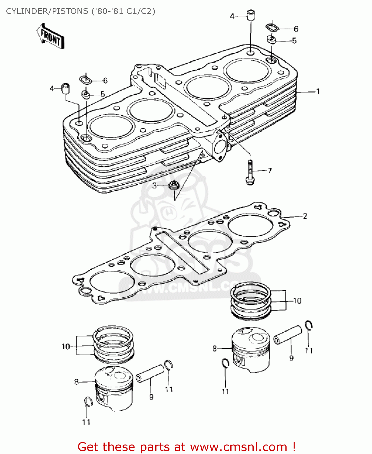 CYLINDER/PISTONS ('80-'81 C1/C2) KZ550C4 LTD 1983 USA CANADA