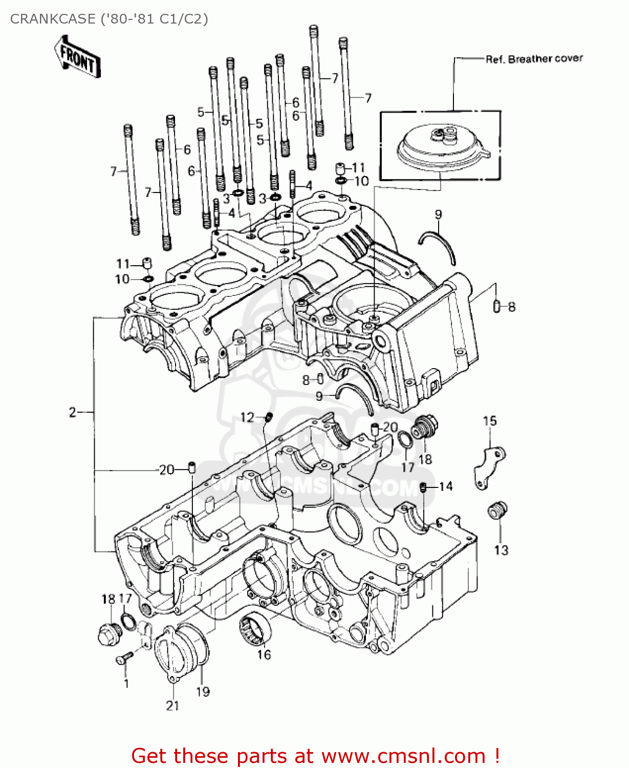 CRANKCASE ('80-'81 C1/C2) KZ550C4 LTD 1983 USA CANADA
